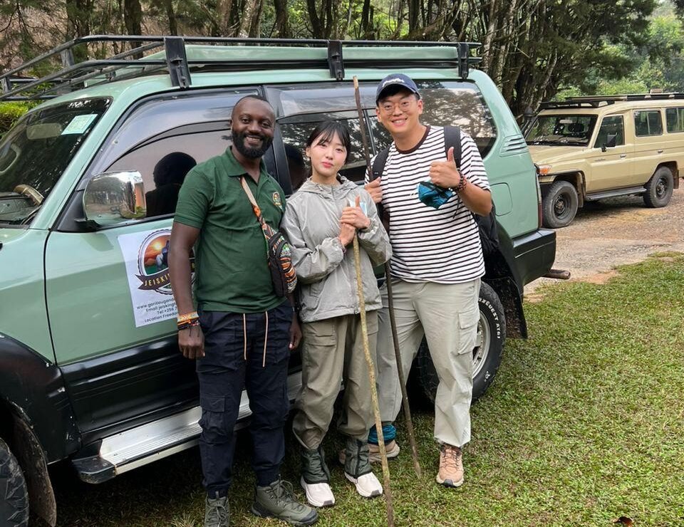jeisking tours happy clients on gorilla trekking